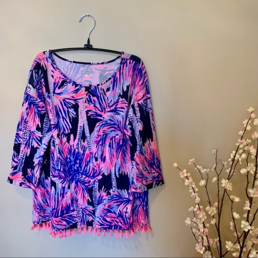 Lilly Pulitzer *RARE* Palms Up Mercer Tassel Top
